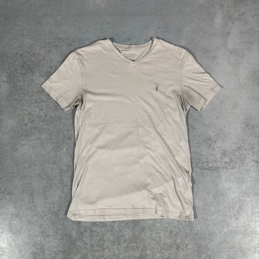 AllSaints Tonic V-Neck T-Shirt Cream - Size: Small